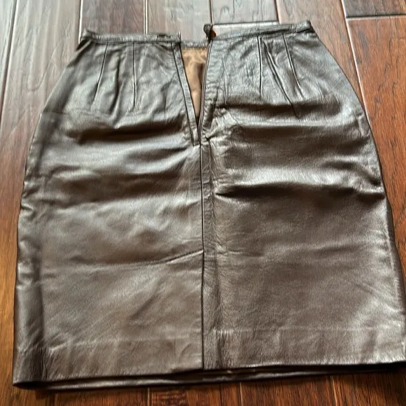Brown leather skirt