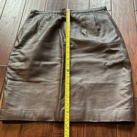 Brown leather skirt