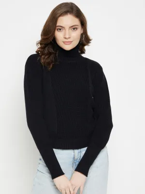 Camla Barcelona Cable Knit Black Turtleneck Sweater