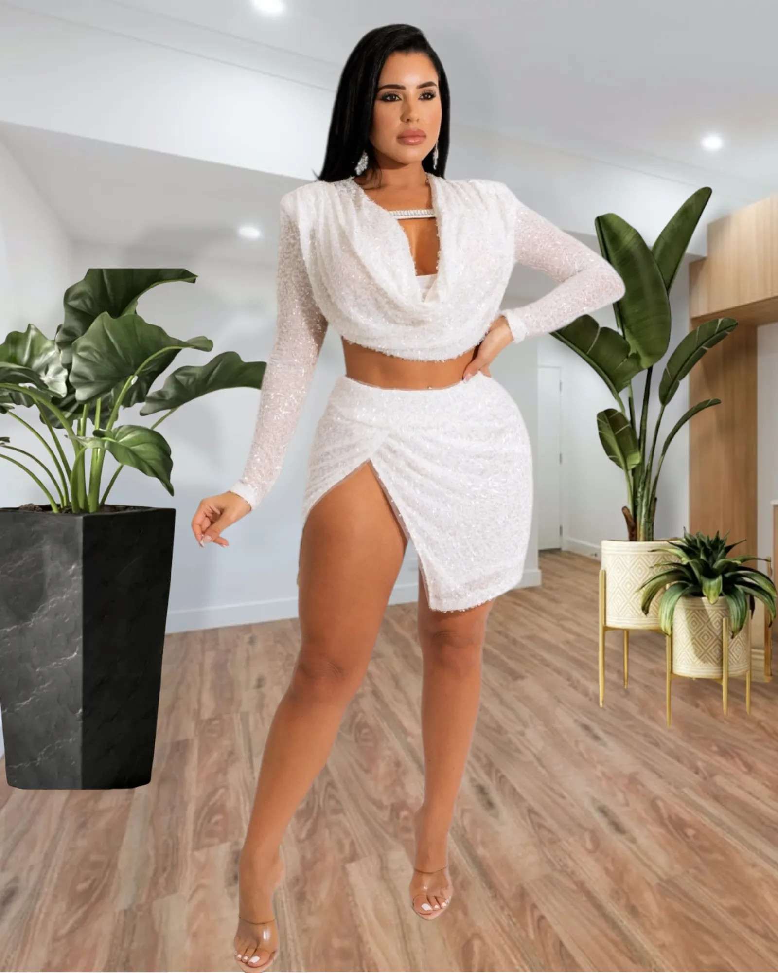 Can't Resist Me White Skirt Set