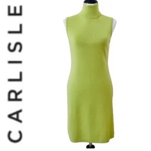 Carlisle Womens Green Sleeveless Turtleneck Merino Wool Knit dress size small