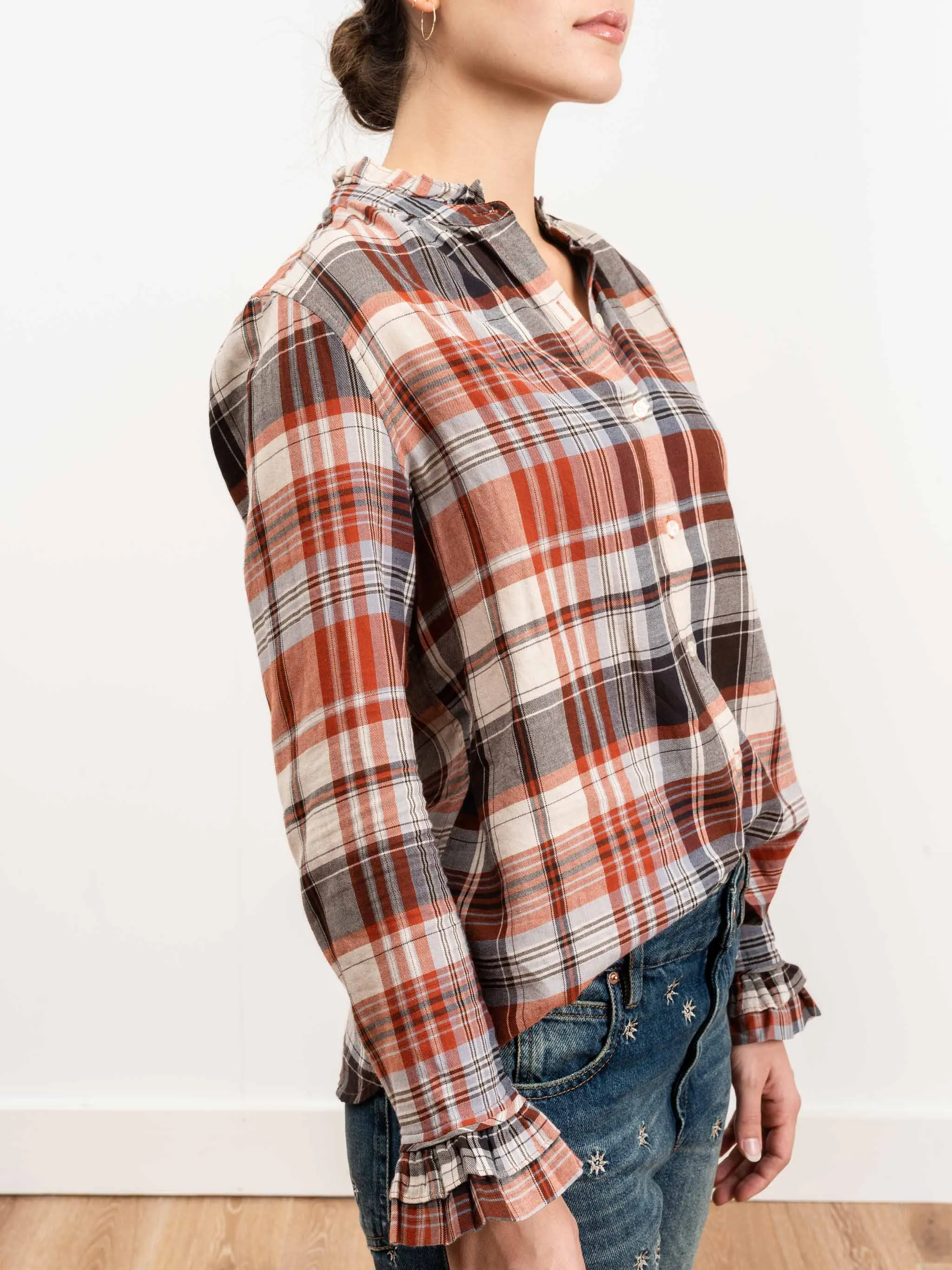 caroline blouse - rust plaid