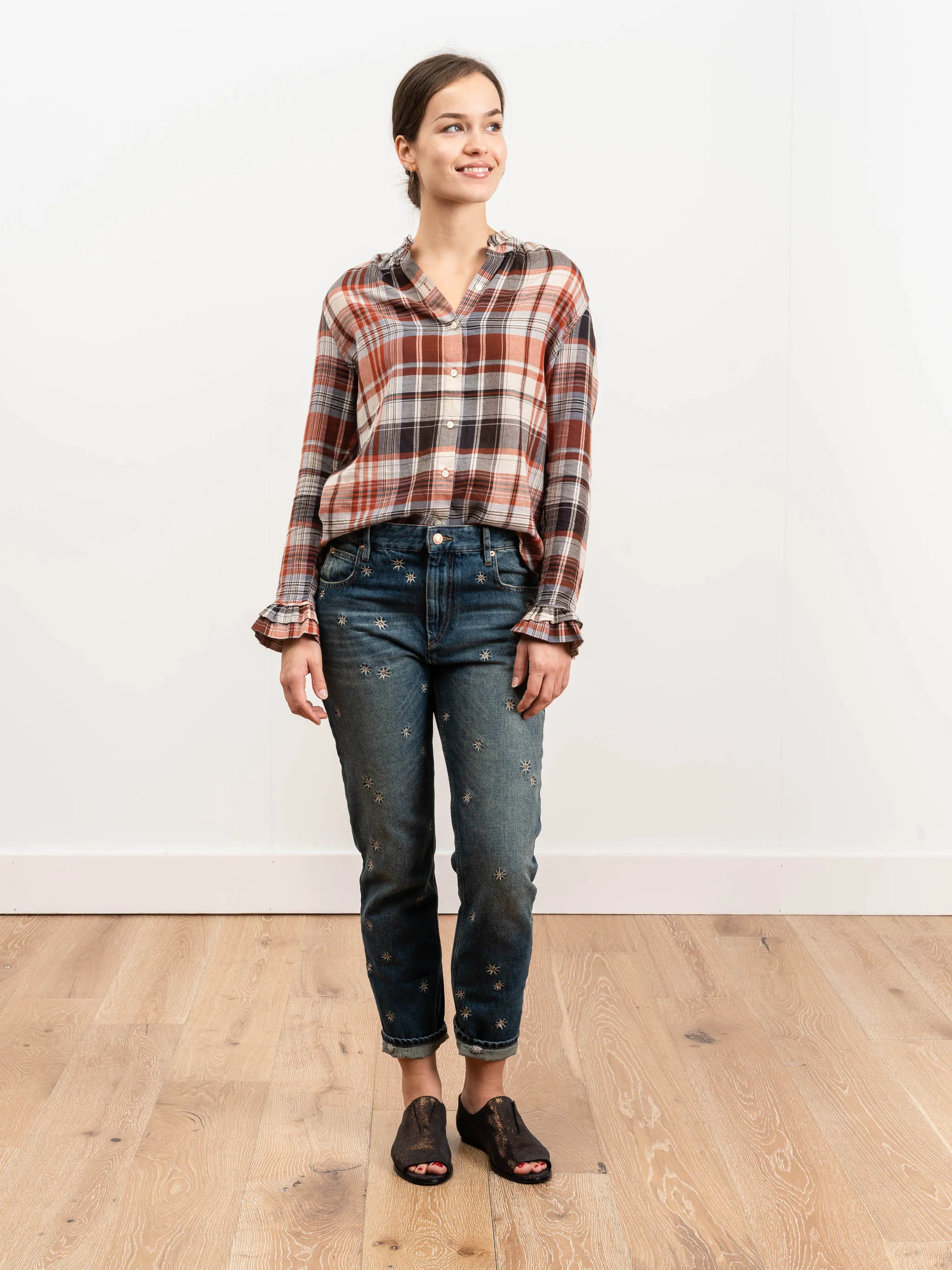 caroline blouse - rust plaid