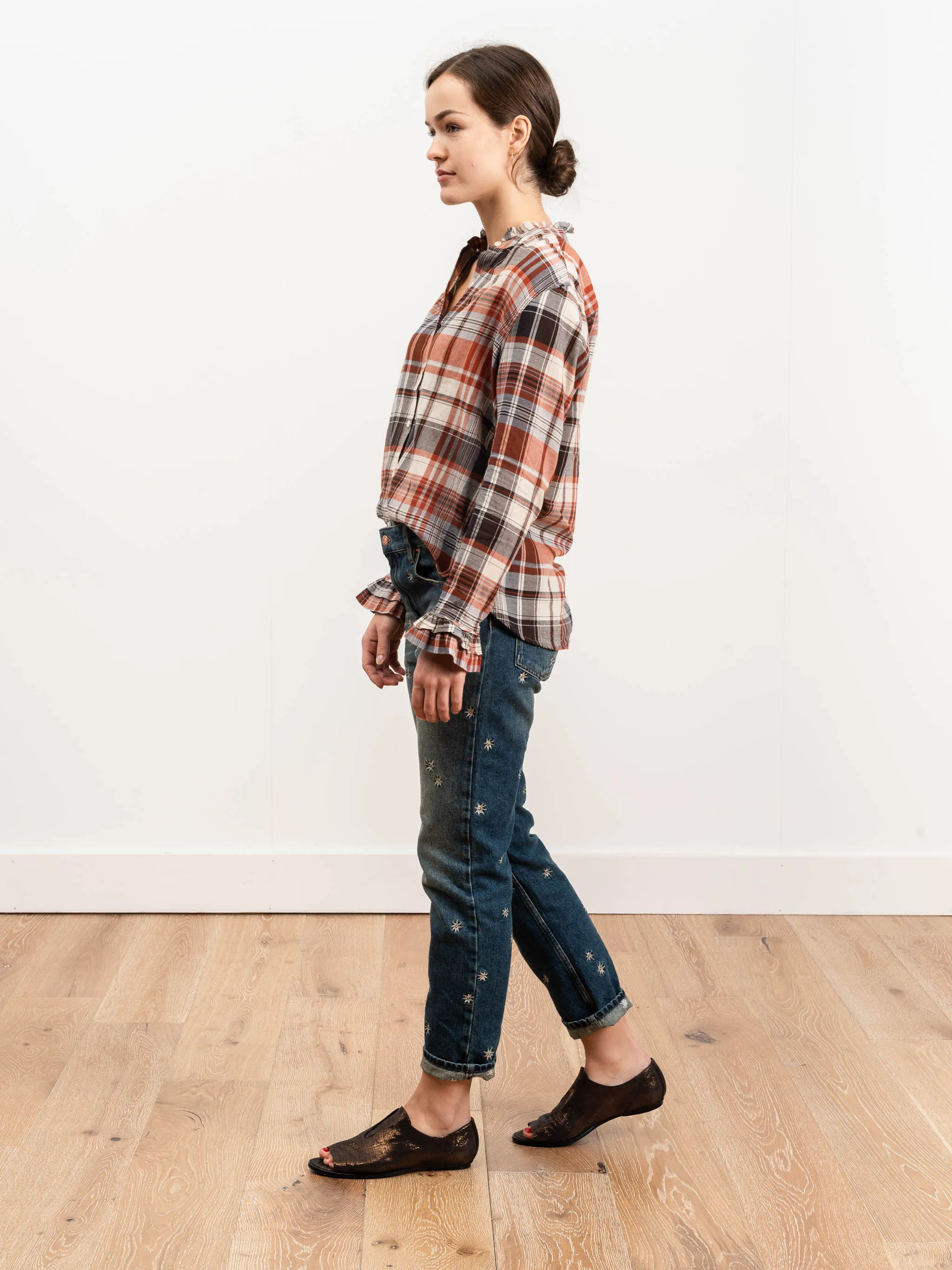 caroline blouse - rust plaid