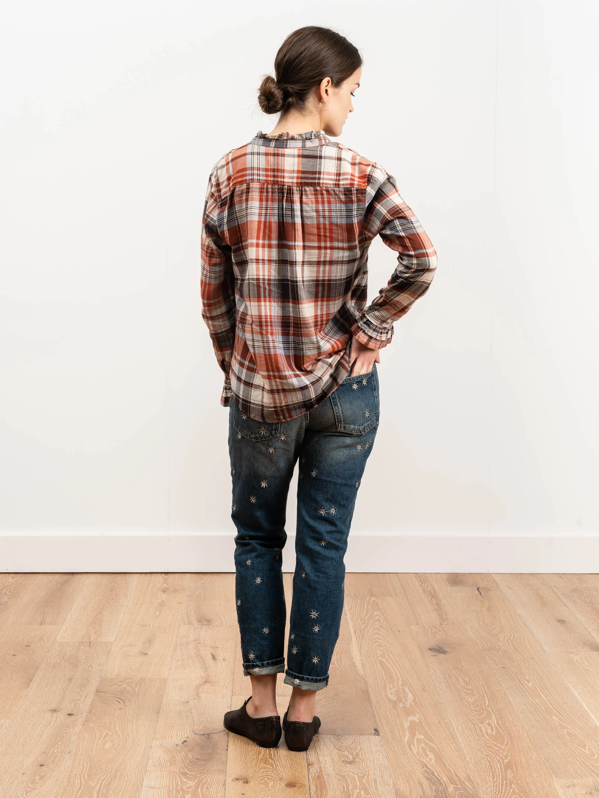 caroline blouse - rust plaid