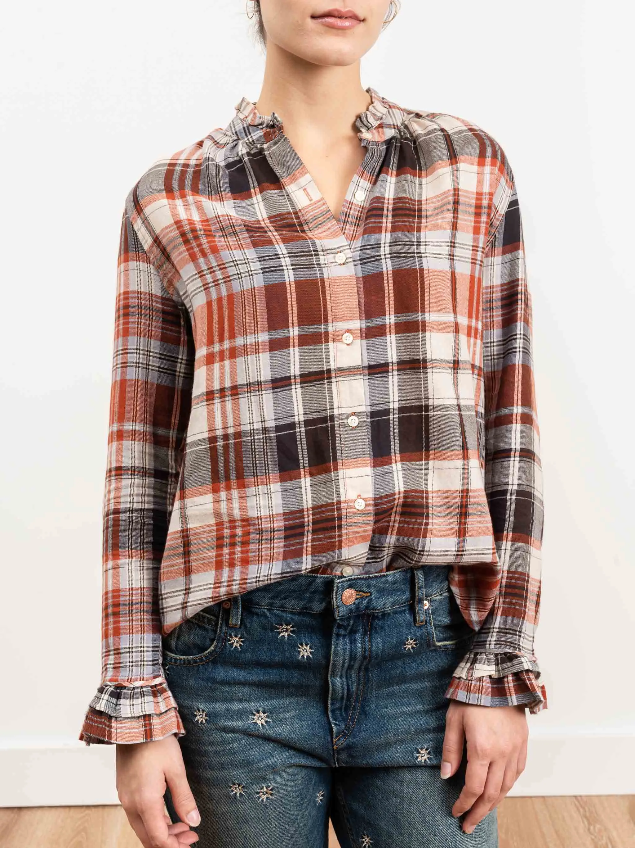 caroline blouse - rust plaid