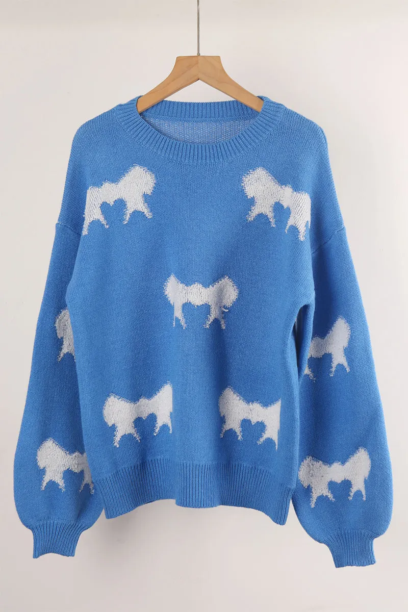 Casual Street Bow Weave Contrast O Neck Sweaters(4 Colors)