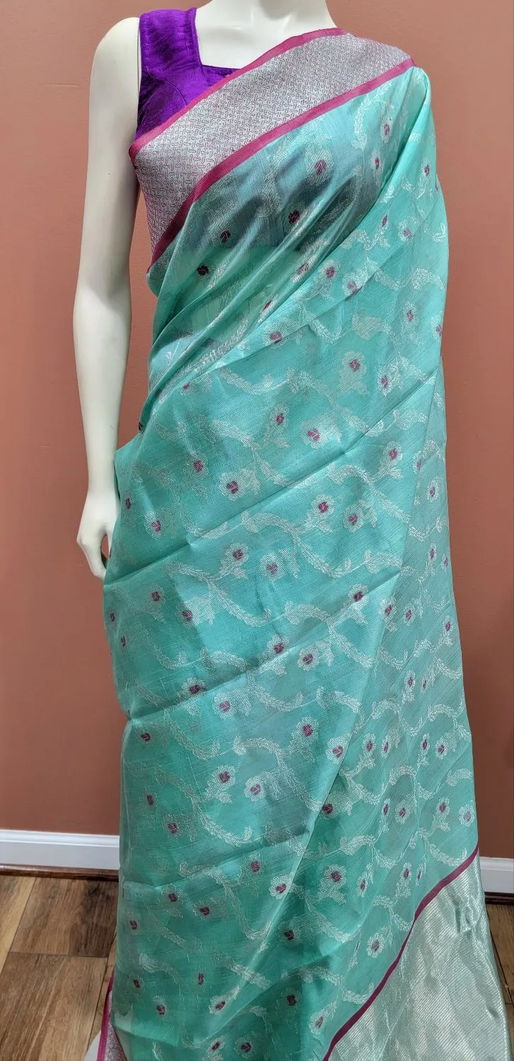 Chanderi Pattu Saree W/ Custom Blouse