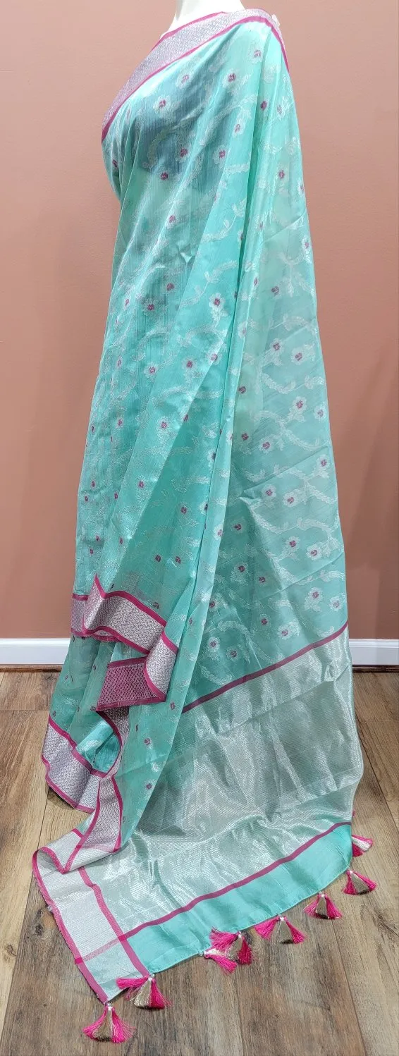 Chanderi Pattu Saree W/ Custom Blouse
