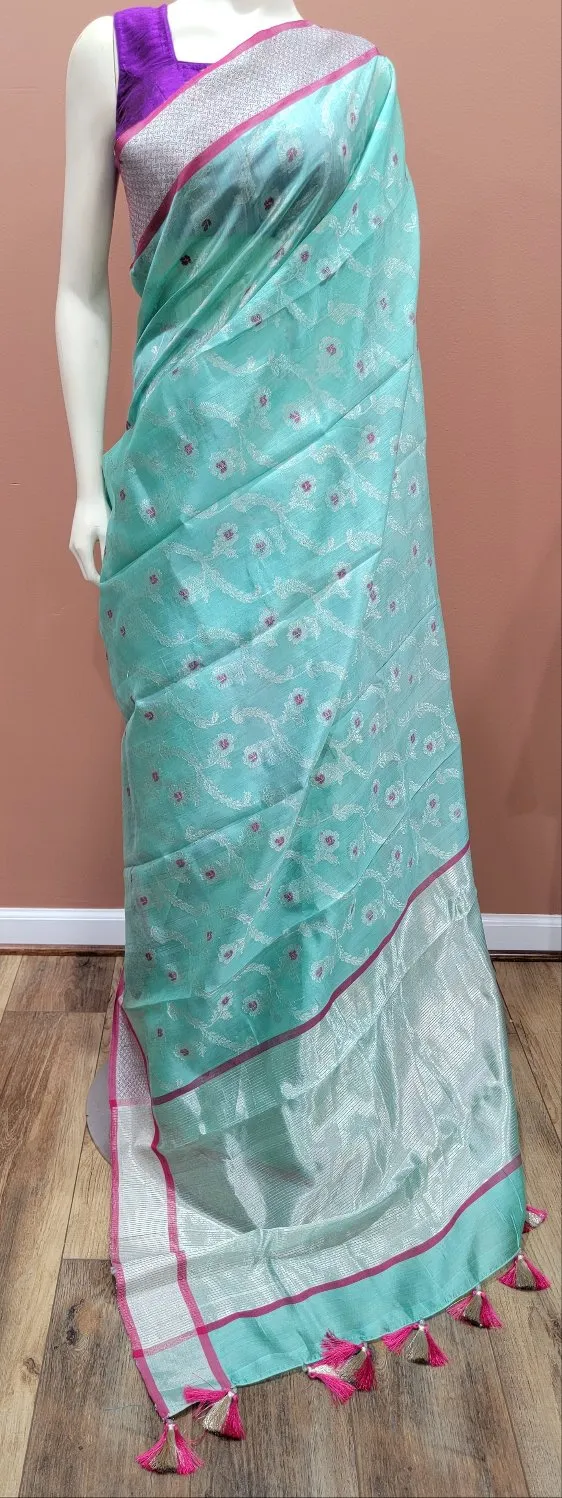 Chanderi Pattu Saree W/ Custom Blouse