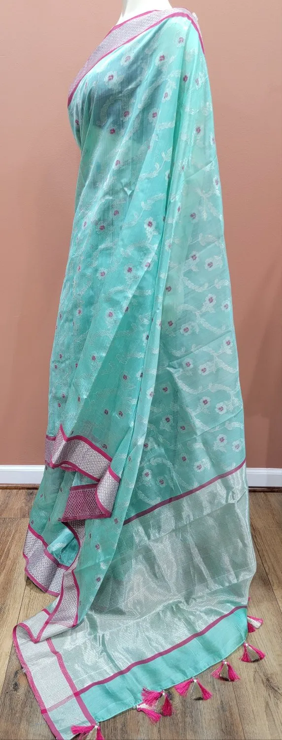 Chanderi Pattu Saree W/ Custom Blouse