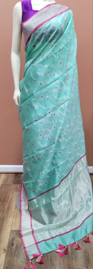 Chanderi Pattu Saree W/ Custom Blouse