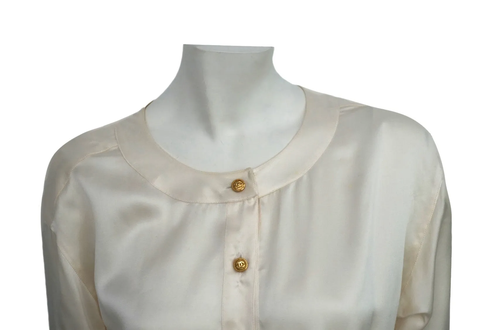 Chanel Vintage Classic White Silk Blouse