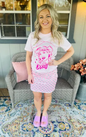 Checker Sequin Mini Skirt