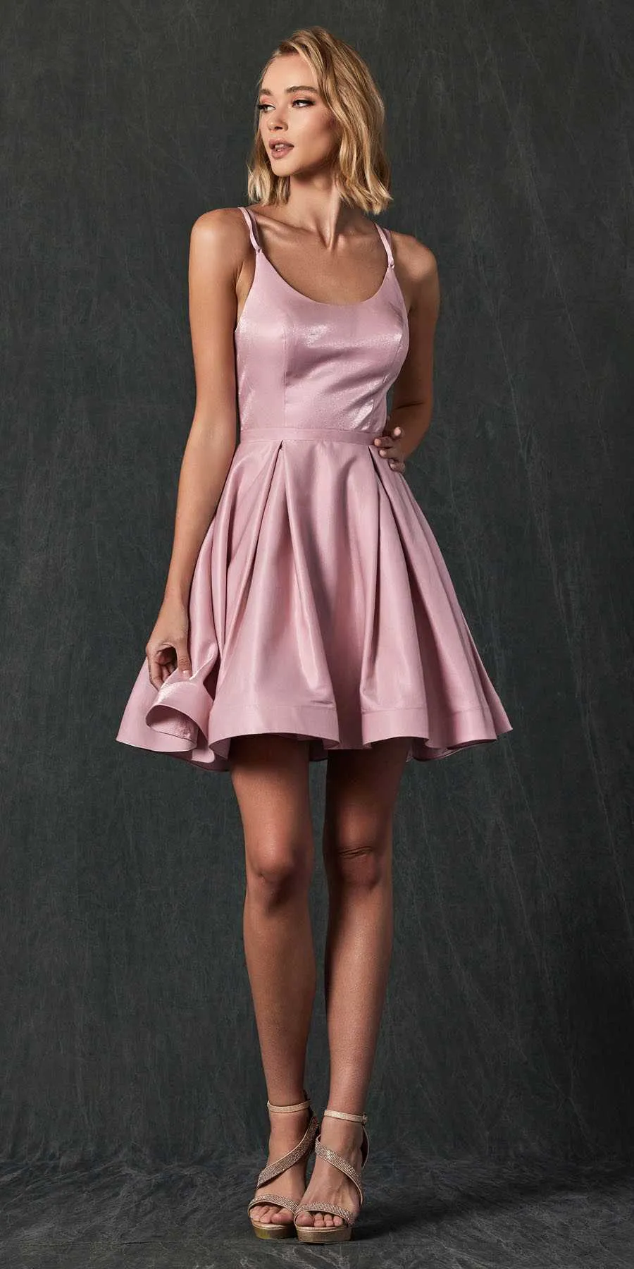 CLEARANCE - Juliet 852 Caged-Back Homecoming Short Dress with Pockets (Size Small)