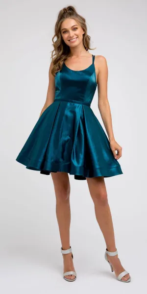 CLEARANCE - Juliet 852 Caged-Back Homecoming Short Dress with Pockets (Size Small)