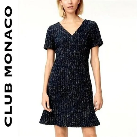 Club Monaco Andreah Tweed Boucle Trumpet Dress