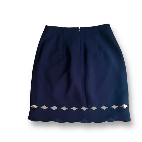 Club Monaco Atrina Skirt Size 4 Black Scalloped Cutout Hem Pencil A Line Skirt