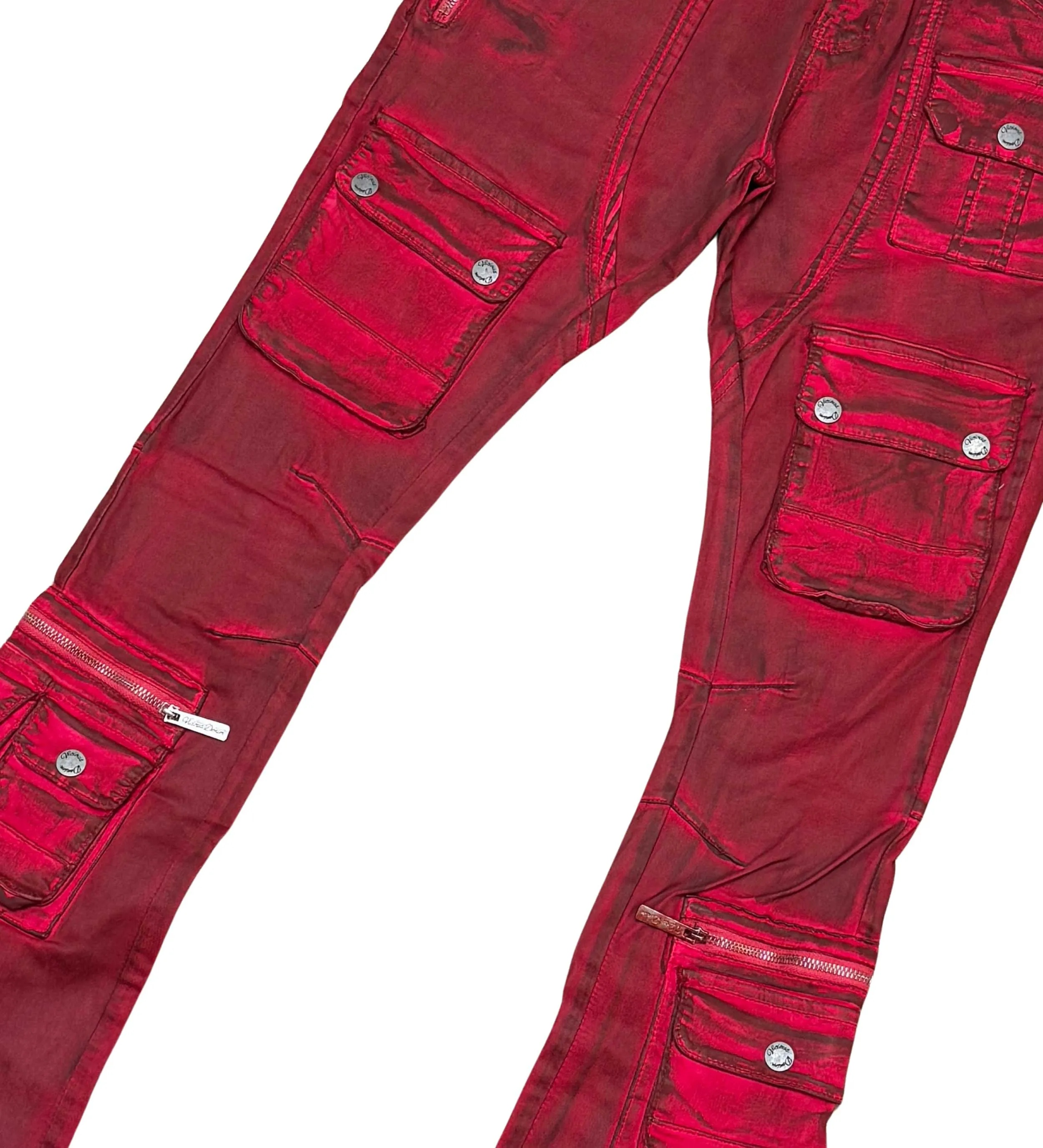 Coated denim flared fit pant