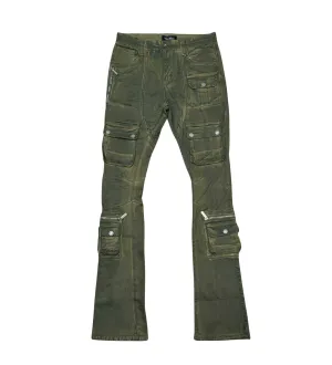 Coated denim flared fit pant