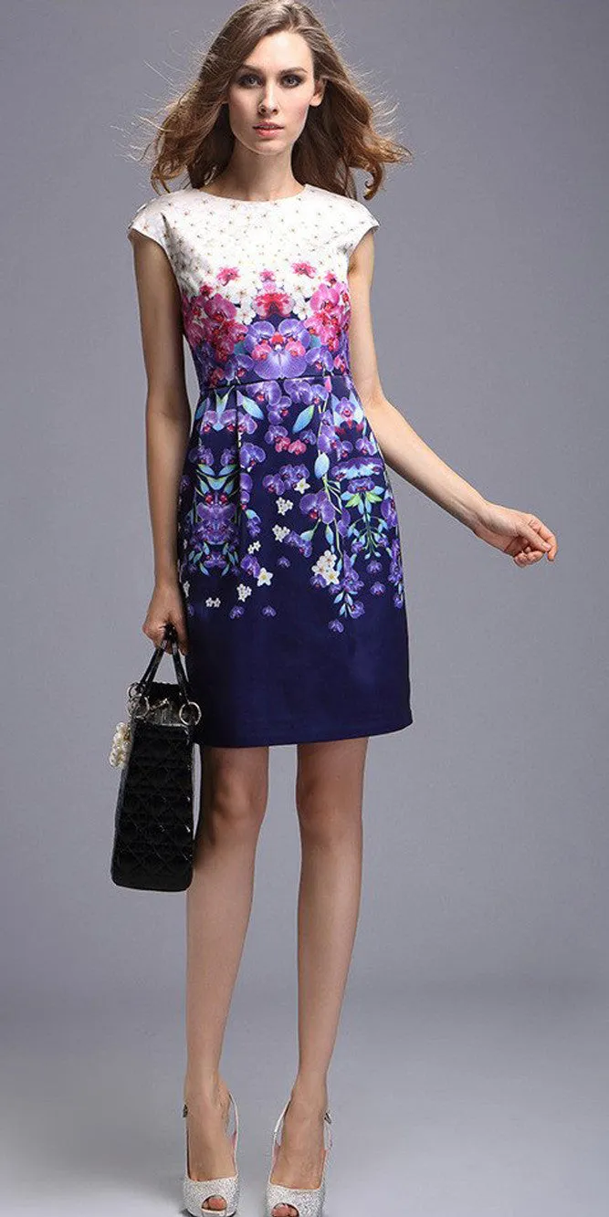 Contrast Printed Shift Dress