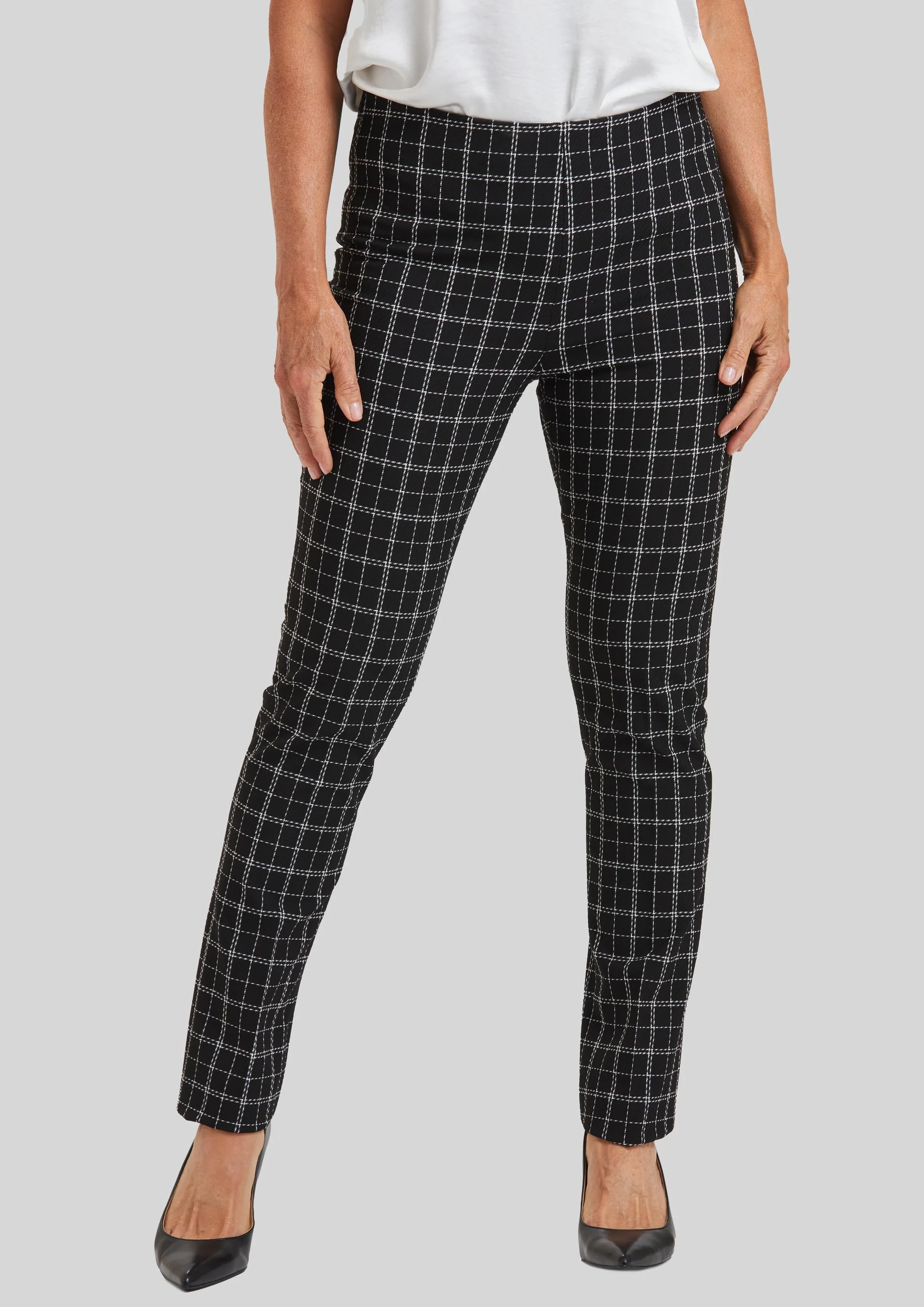 Copenhagen Windowpane Emma Slim Pull On Pant- FINAL SALE