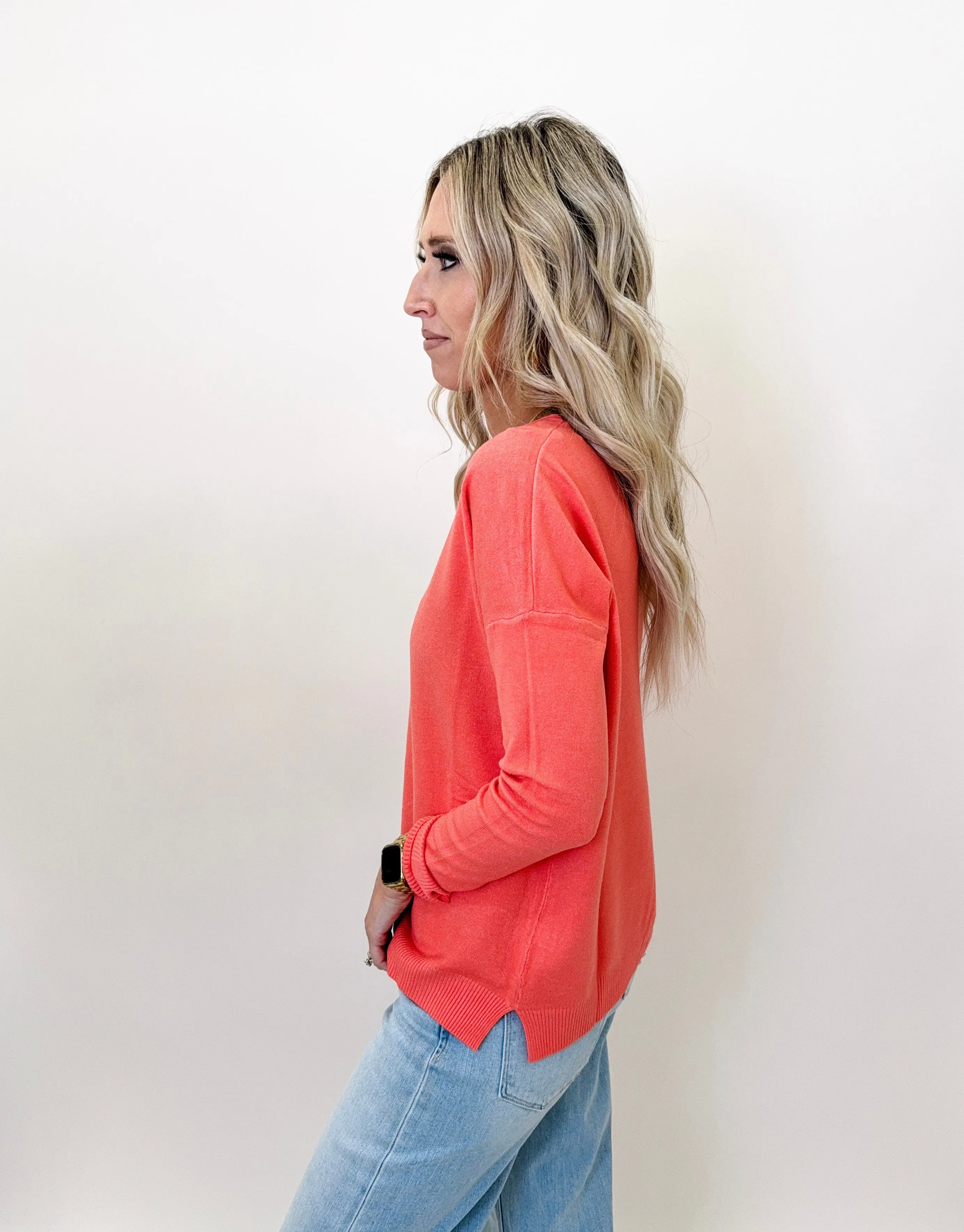 Coral Round Neck Sweater