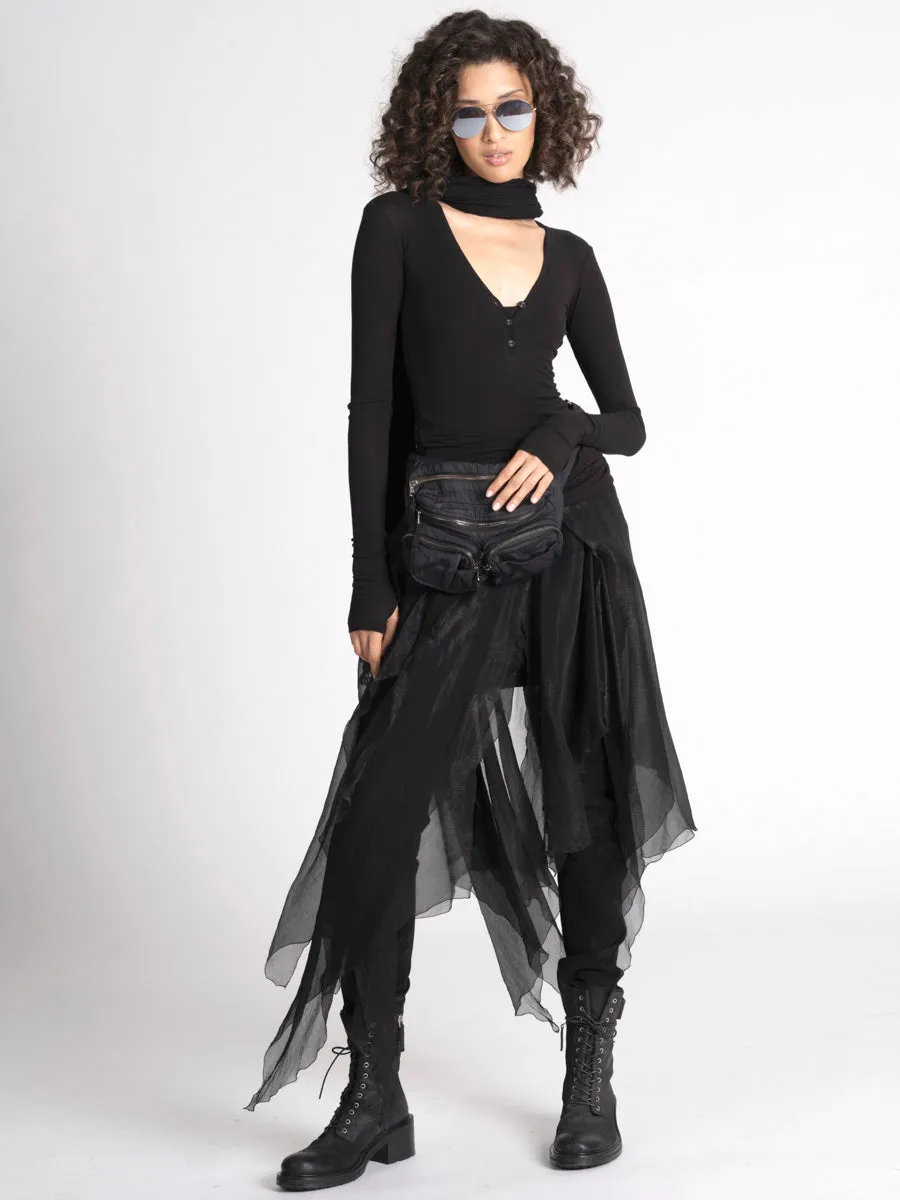 Cotton Modal Jersey V Neck LS Shirt