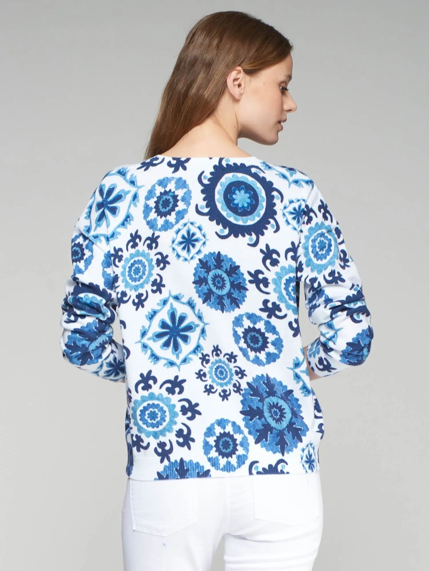Cotton Suzani Printed Cotton Sweater