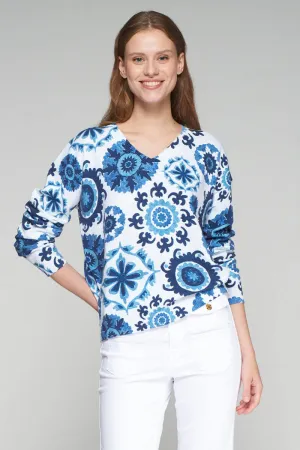 Cotton Suzani Printed Cotton Sweater