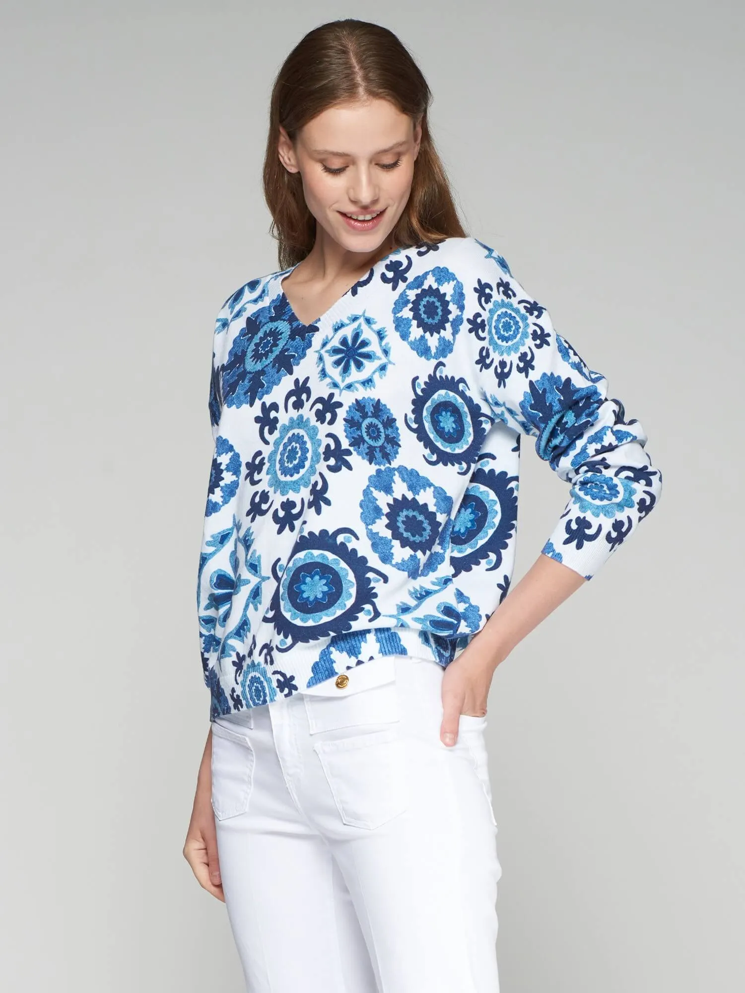 Cotton Suzani Printed Cotton Sweater