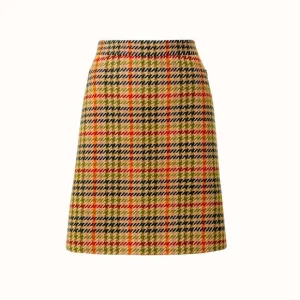 Country Set vintage wool blend houndstooth old money mini skirt handmade 24” 60s