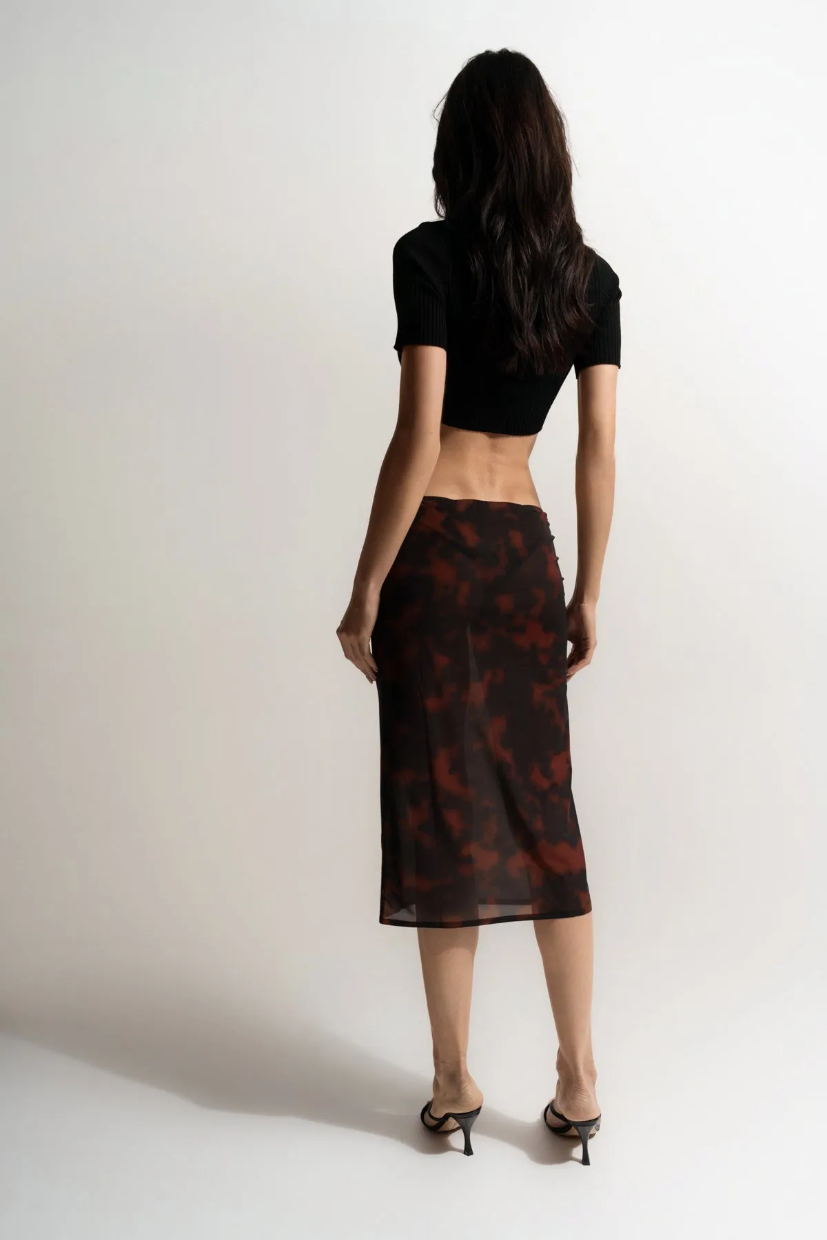COURRÈGES | V NECK RIB KNIT CROPPED SWEATER
