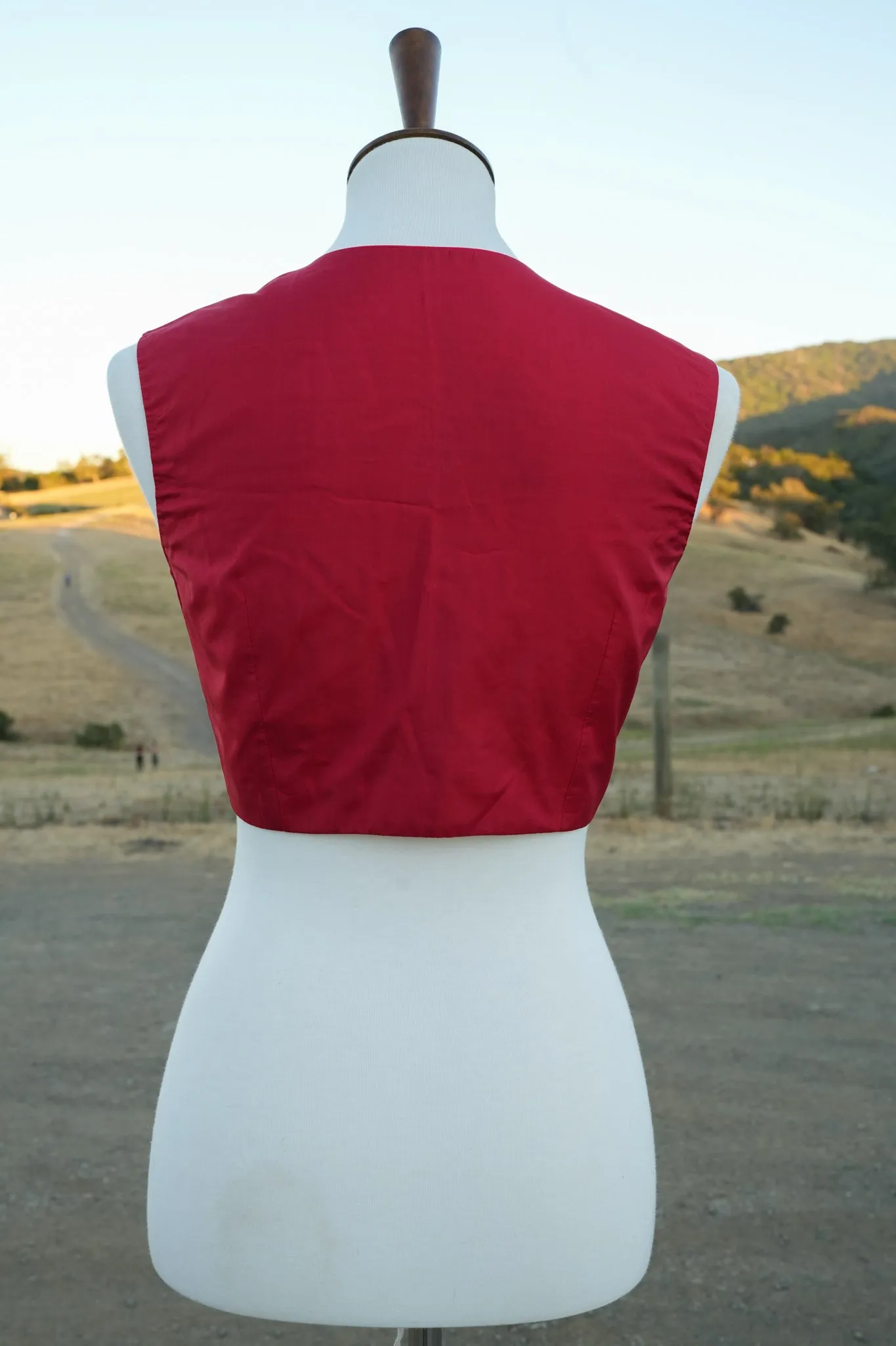 Custom Red Silk V Neck Blouse
