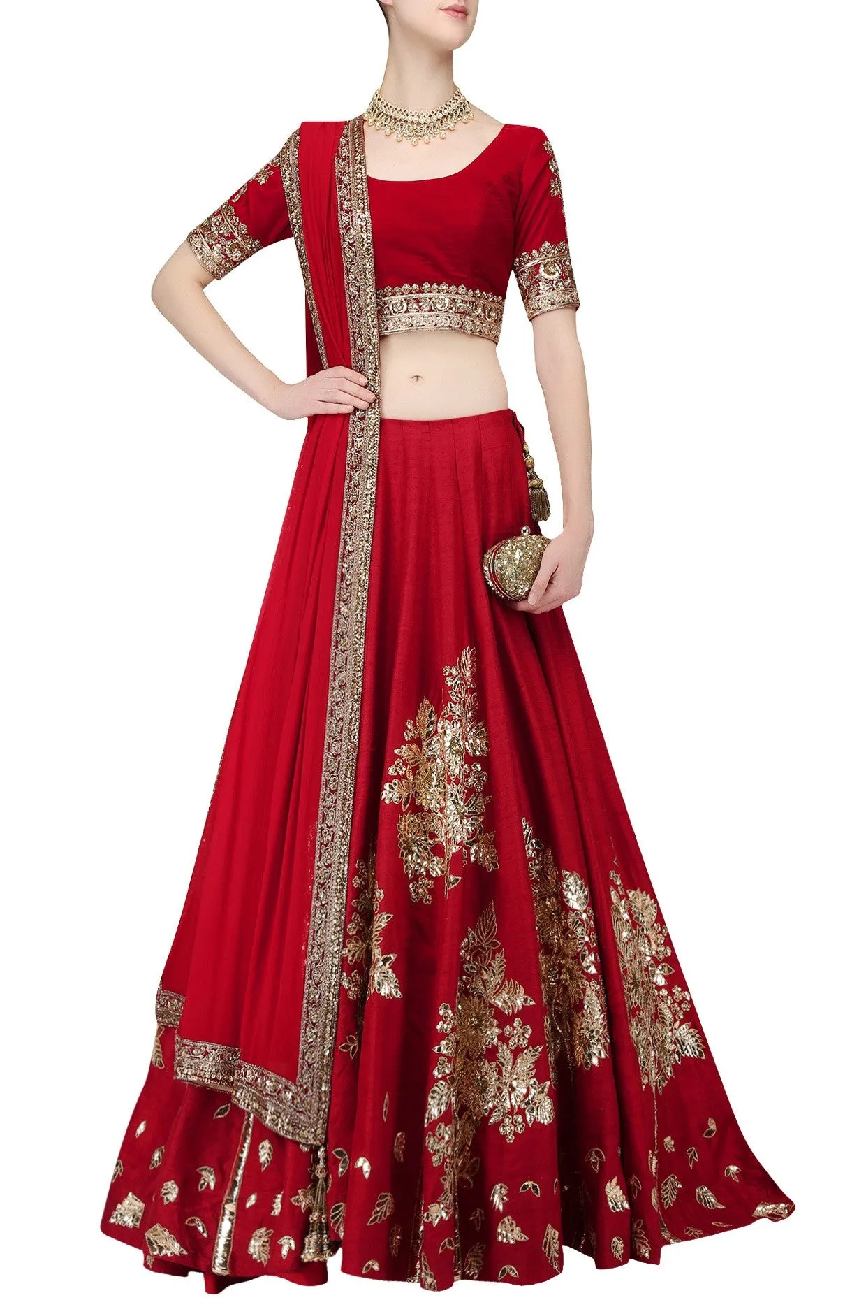 Deep Red Wedding Lehgna Choli