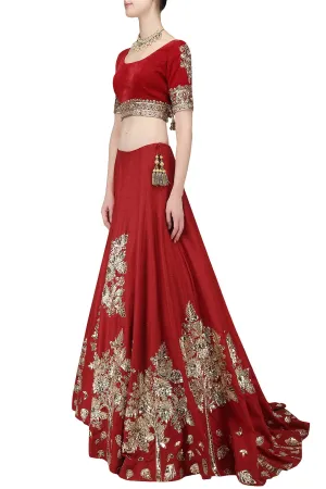 Deep Red Wedding Lehgna Choli