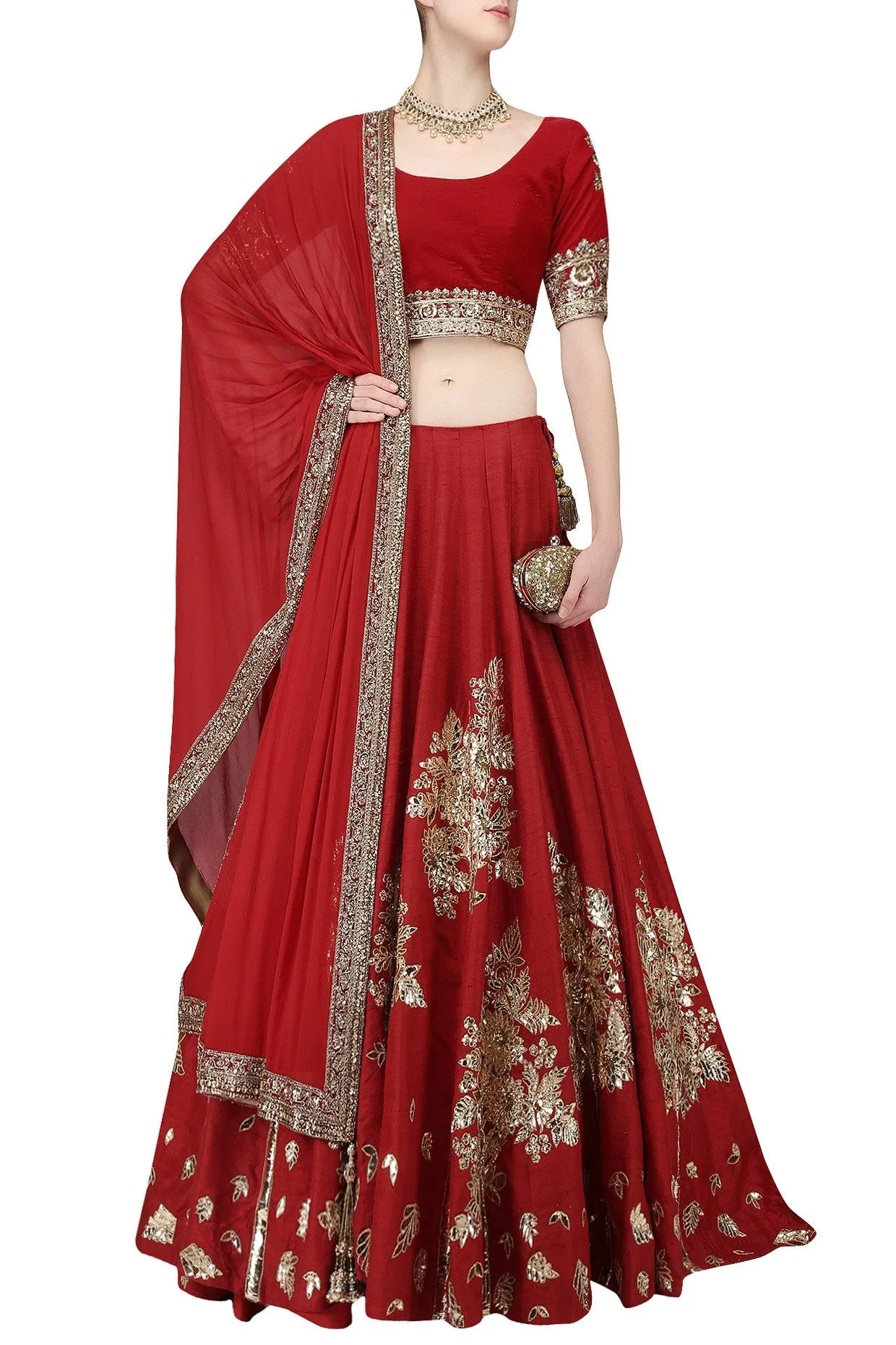 Deep Red Wedding Lehgna Choli