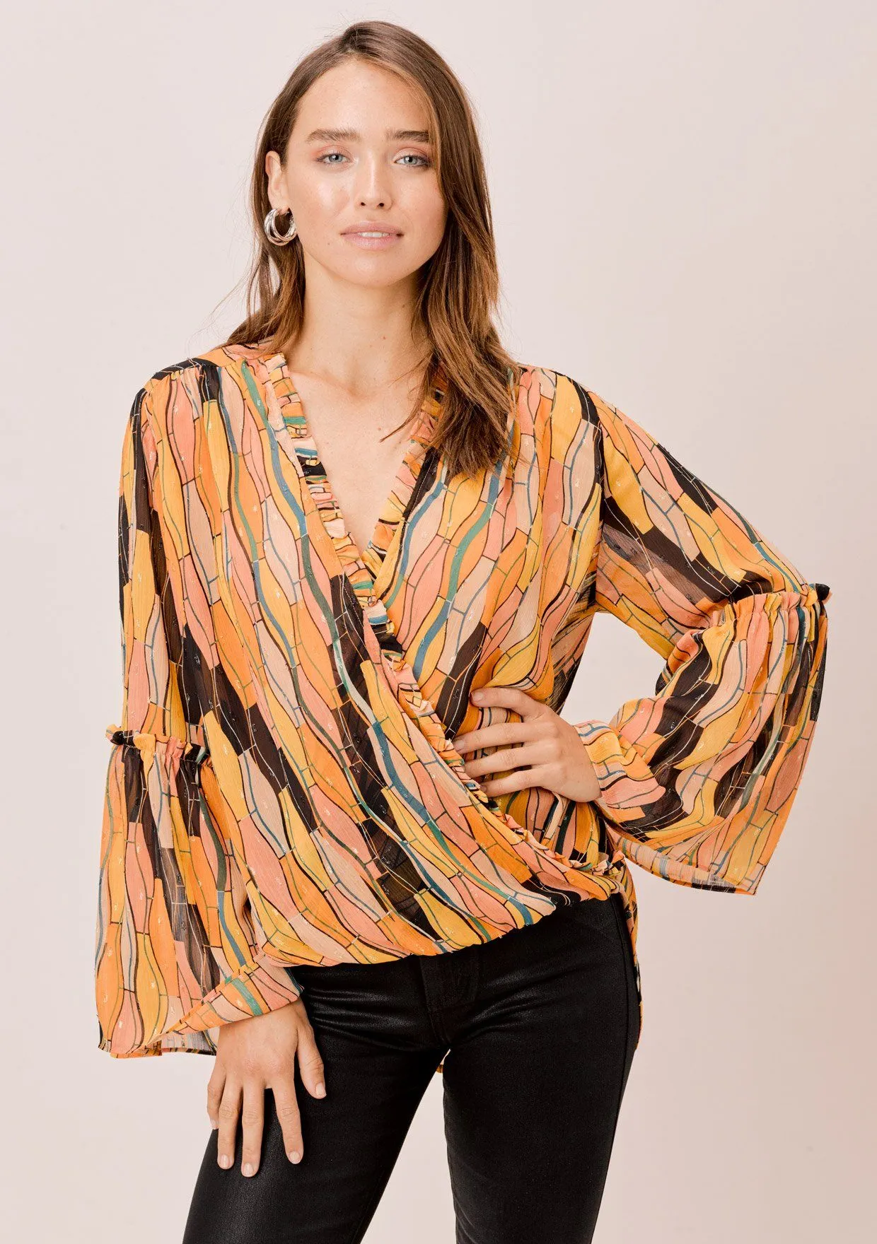 Della Retro Bell Sleeve Top