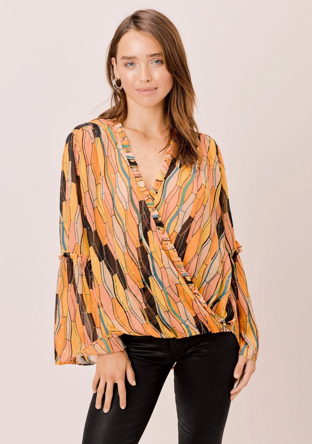 Della Retro Bell Sleeve Top