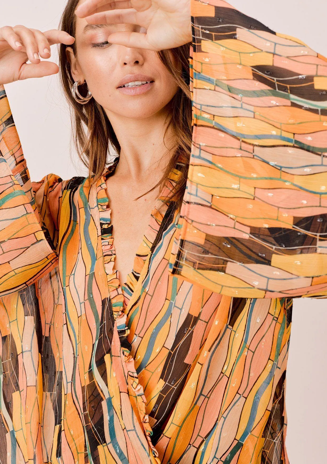 Della Retro Bell Sleeve Top