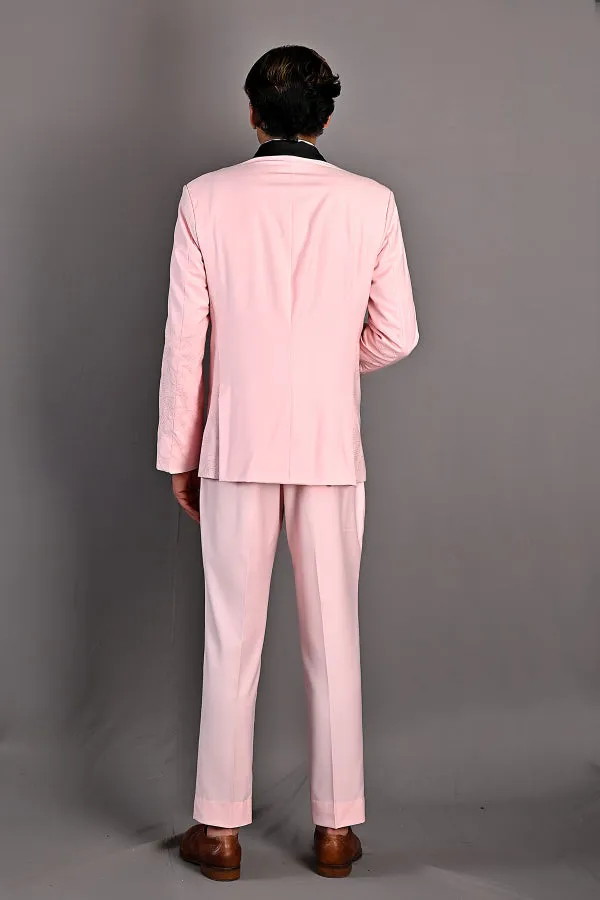 Dempsey - Light Pink Abstract Embroidered Tuxedo Set