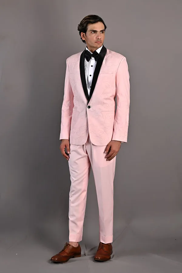Dempsey - Light Pink Abstract Embroidered Tuxedo Set