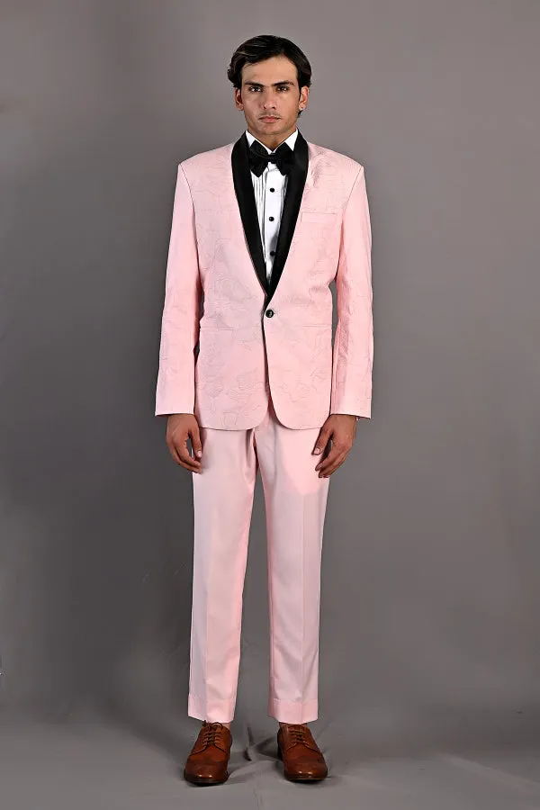Dempsey - Light Pink Abstract Embroidered Tuxedo Set