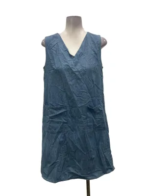 Denim Blue V-Neck Sleeveless Shift Dress