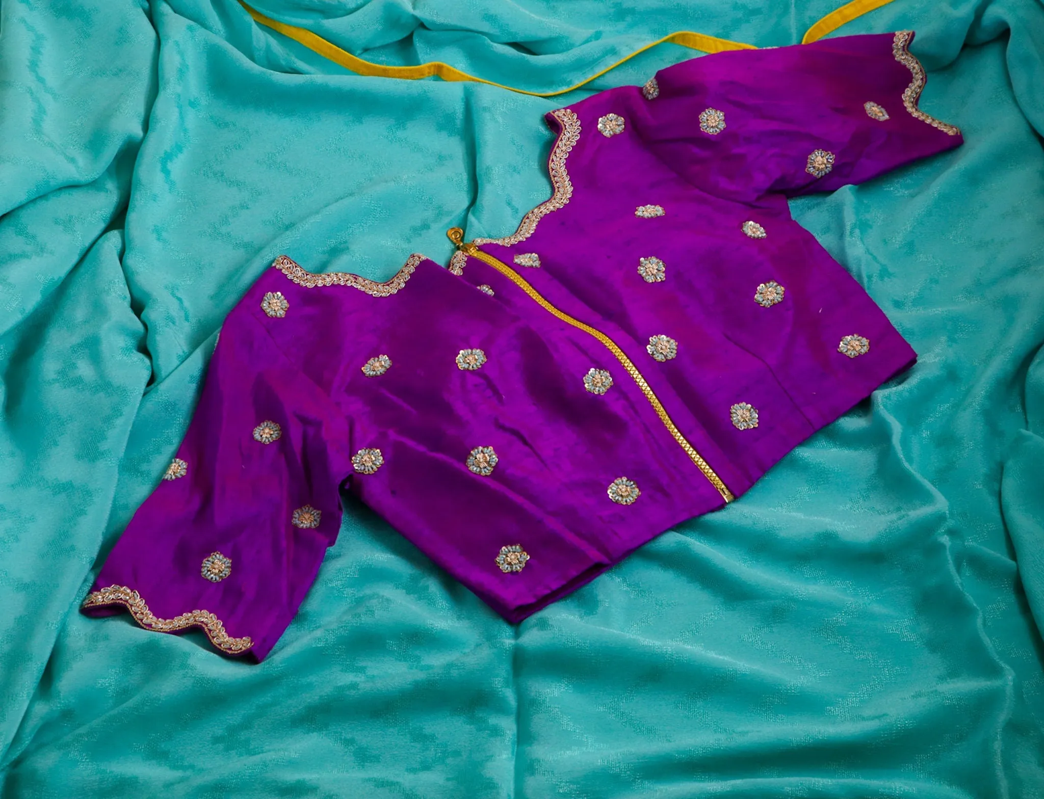 Designer Saree Mehendi Saree Lyte weight Saree Fusion saree Wedding saree Sangeet Saree Haldi Saree Maggam Work Blouse - Ready to Ship Saree
