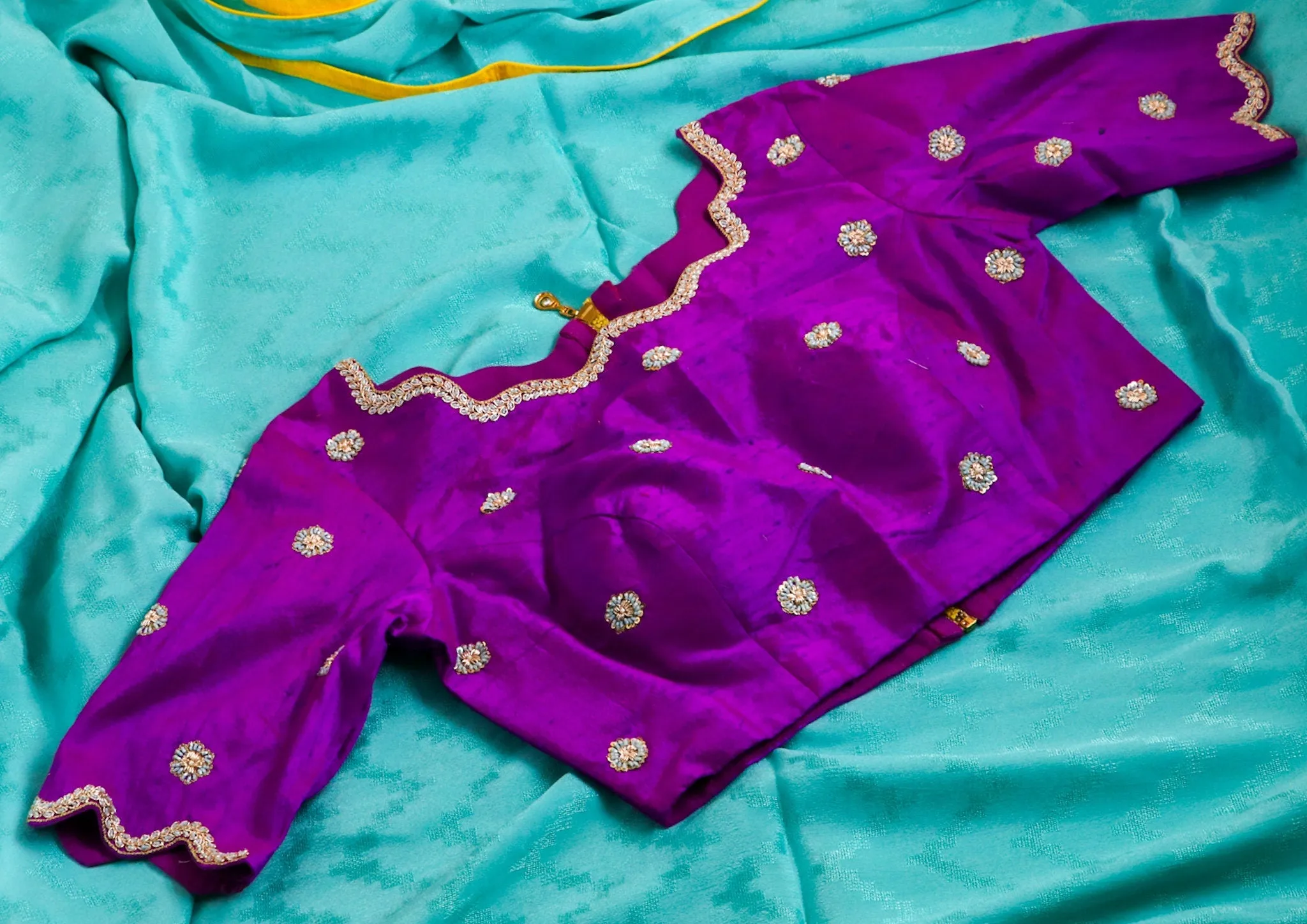 Designer Saree Mehendi Saree Lyte weight Saree Fusion saree Wedding saree Sangeet Saree Haldi Saree Maggam Work Blouse - Ready to Ship Saree