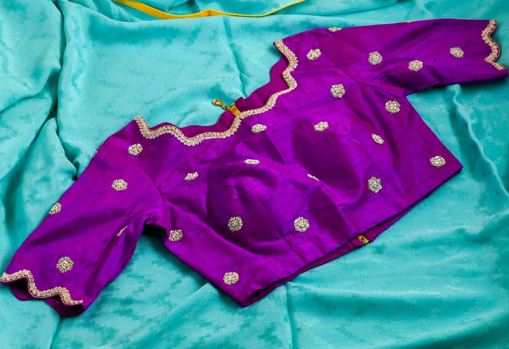 Designer Saree Mehendi Saree Lyte weight Saree Fusion saree Wedding saree Sangeet Saree Haldi Saree Maggam Work Blouse - Ready to Ship Saree