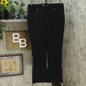 DG2 by Diane Gilman Pull-On Stretch Ponte Boot-Cut Pants Black Petite Large