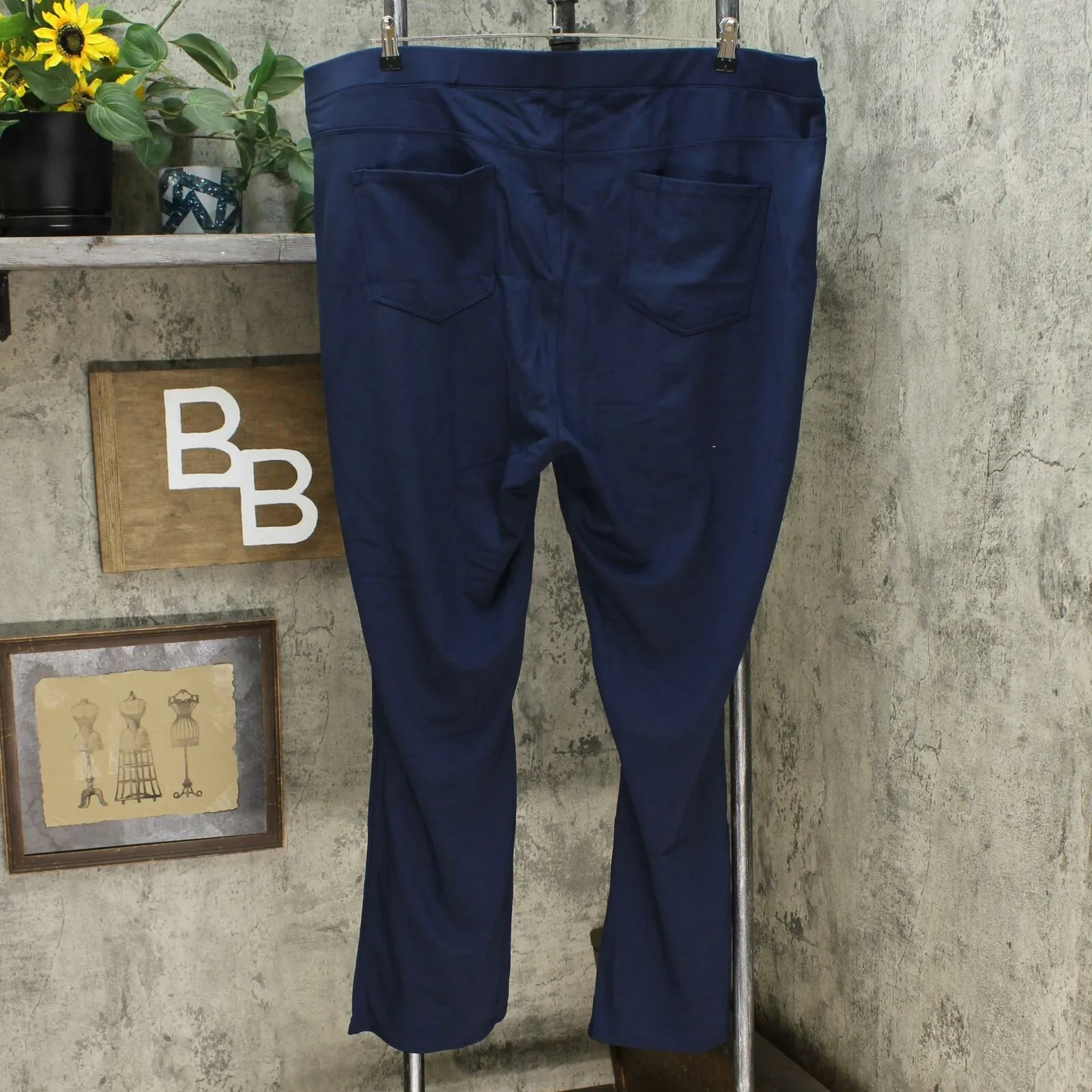 DG2 by Diane Gilman Pull On Stretch Ponte Boot Cut Pants Navy Plus 3X