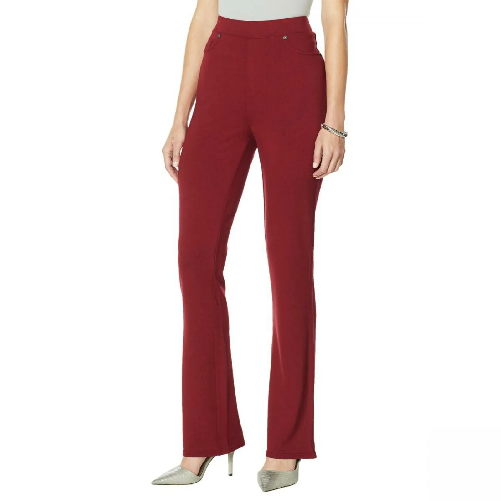 DG2 by Diane Gilman Women's Petite Solid Ponte Knit Boot Cut Pants